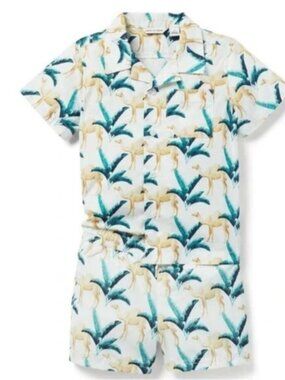 Janie & Jack | Boys Poplin Camel Print Shirt & Swim Trunks | Size 2T/18-24 Month